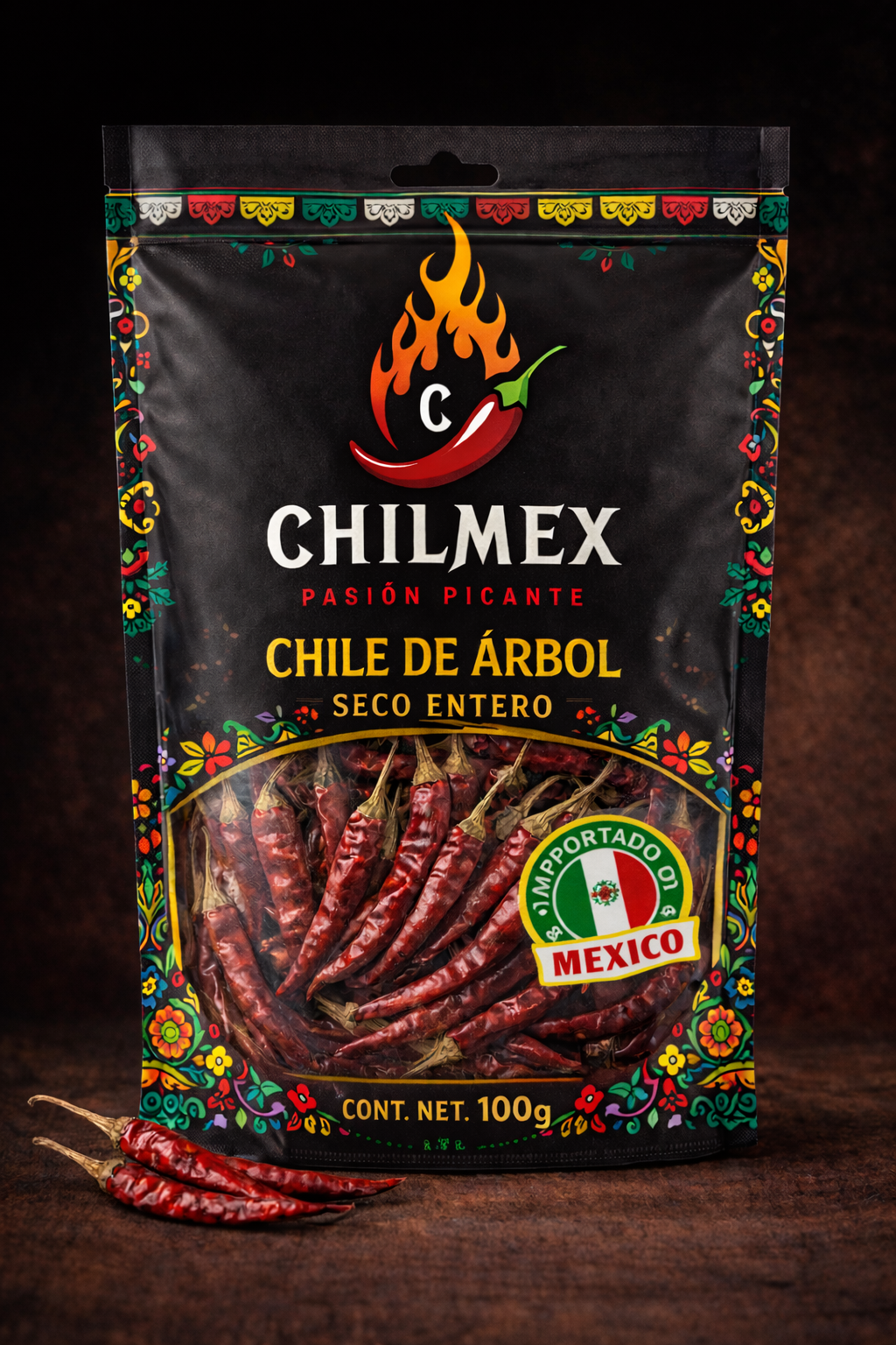 Chile de Arbol Entero Sin Cabo
